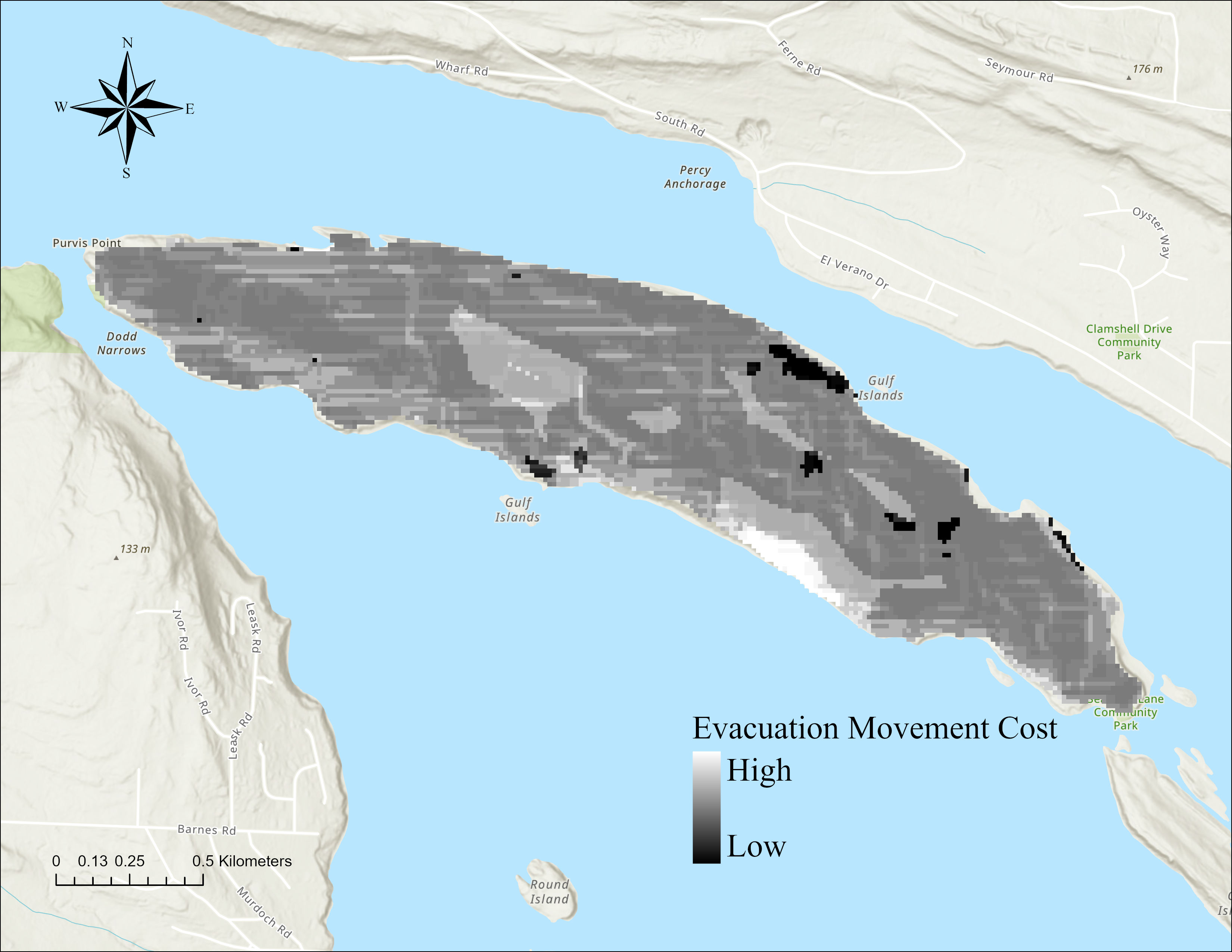 Weighted Evacuation Cost Surface